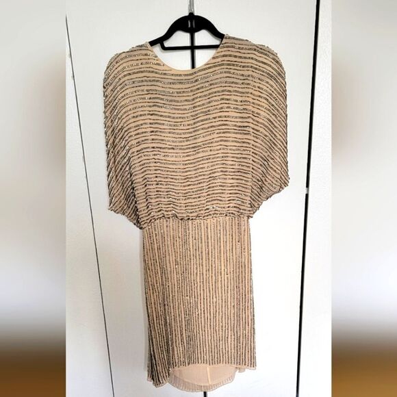 Mango Collection Gold Sequin on Blush Dress - Picture 1 of 6